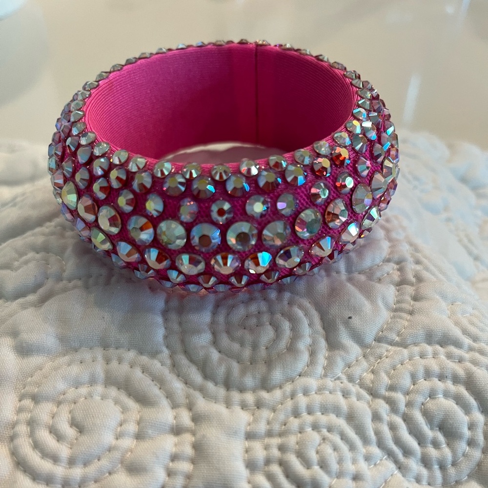 Hot pink Swarovski bracelet.